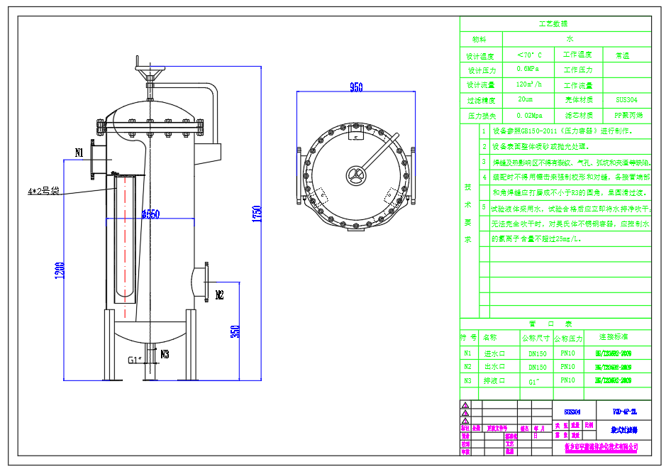 4袋式過濾器尺寸圖 4袋式過濾器尺寸圖